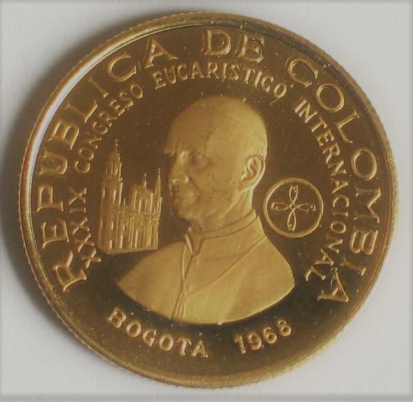 100 Pesos Kolumbien 1968 "Cien Pesos" Colombia XXXIX Congresso Eucaristico Internacional Bogota 1968