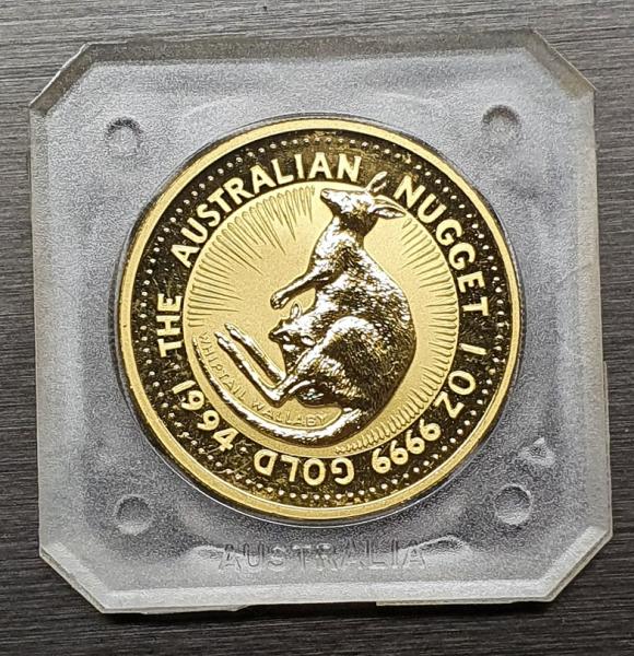 Australian Nugget "Känguru" 1 oz (Unze) 1994, Australian Kangaroo, Anlagemünze, 999,9 Feingold in OVP, 31,1g