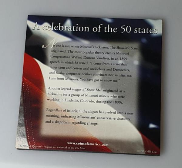 Missouri Quarter 2003 2x 25 Cent in OVP