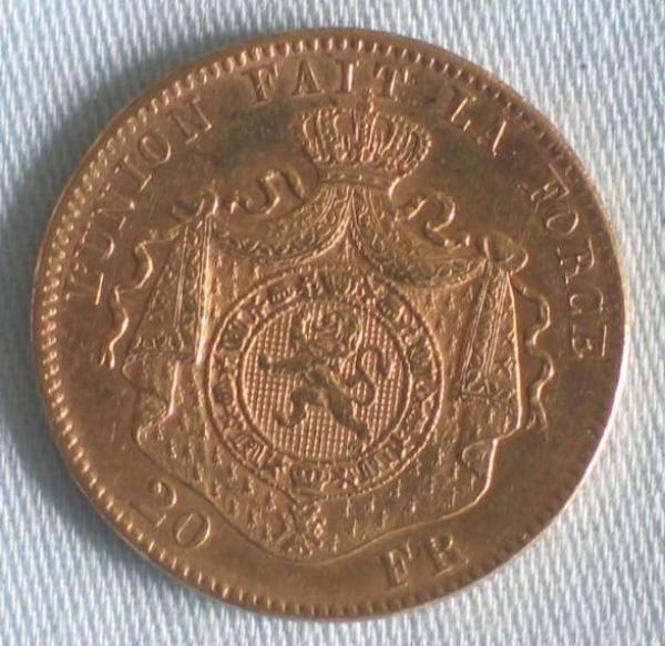 20 Francs "Leopold II" 1875 Belgien