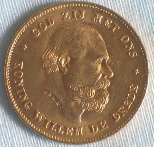 10 Gulden "Willem de Derde" 1875 Niederlande 900er Gold