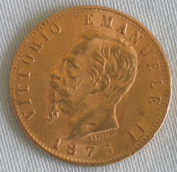 20 Lire "Vittorio Emanuele II" 1873 Italien 900er Gold