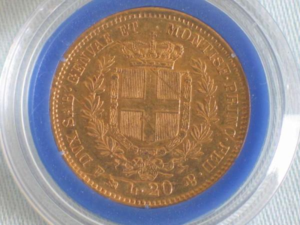 20 Lire "Vittorio Emanuele II" 1852 Italien 900er Gold