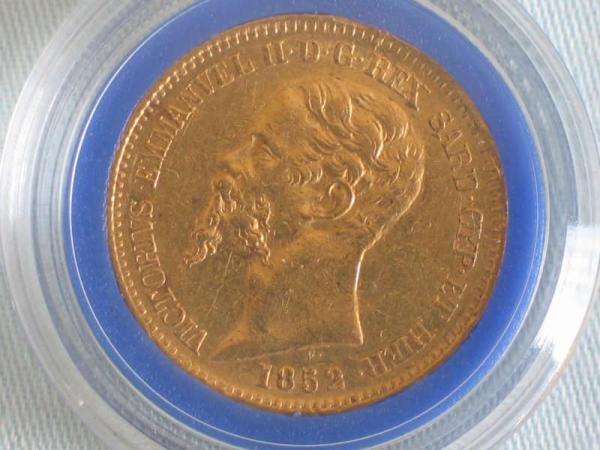 20 Lire "Vittorio Emanuele II" 1852 Italien 900er Gold