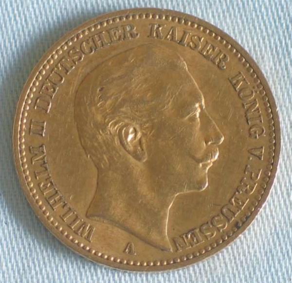 20 Mark "Wilhelm II", Reichsgold, Goldmark 1901, Deutsches Reich, 900er Gold, Berlin