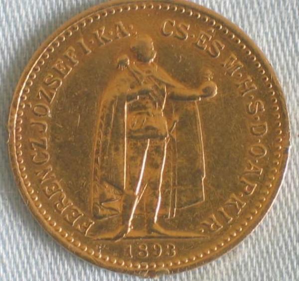 10 Korona "Franz-Josef I" (Stehend) Ungarn 1893