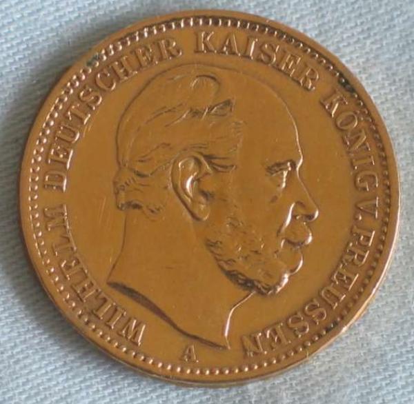 20 Mark "Wilhelm von Preussen", Reichsgold, Goldmark 1872, Deutsches Reich, 900er Gold, Berlin
