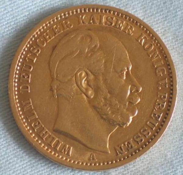 20 Mark "Wilhelm von Preussen", Reichsgold, Goldmark 1876, Deutsches Reich, 900er Gold, Berlin