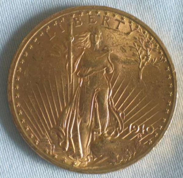 20$ US "Liberty Walking Saint Gaudens - Double Eagle" 1910 USA 900er Gold