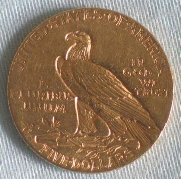5$ US "Indian Head" 1911 USA 900er Gold