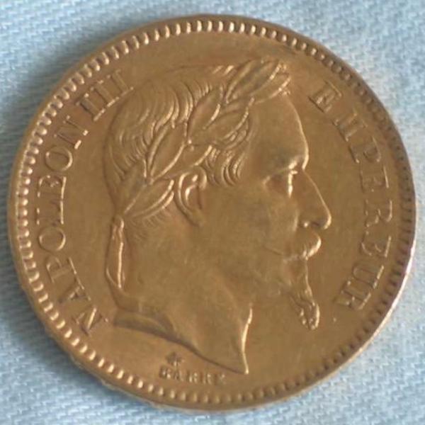 20 Francs "Napoleon III" 1864 "A" Frankreich 900er Gold