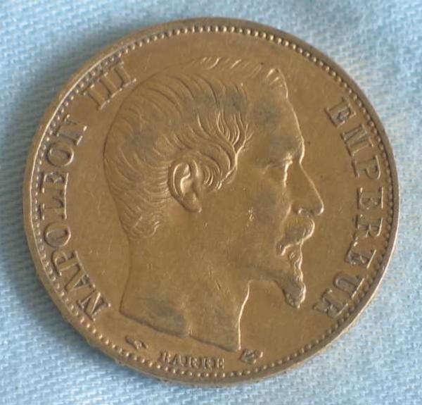 20 Francs "Napoleon III" 1856 "A" Frankreich 900er Gold