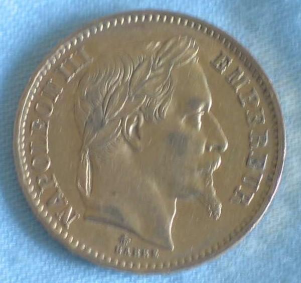 20 Francs "Napoleon III" 1866 "A" Frankreich 900er Gold