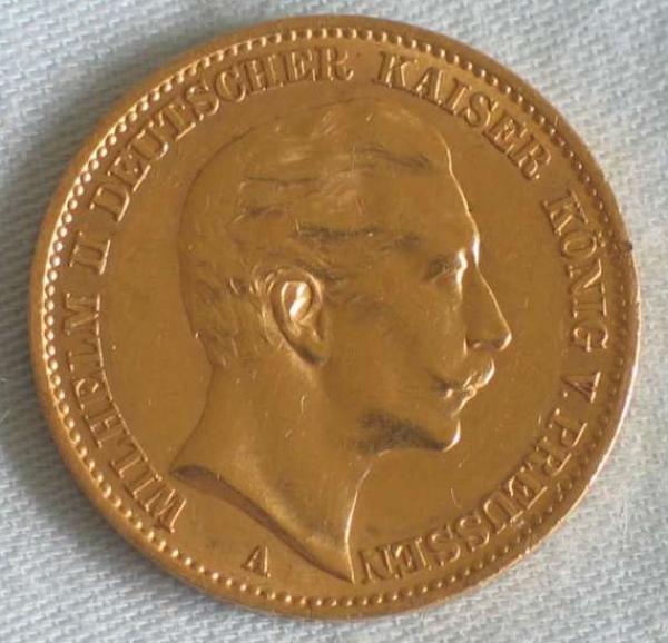 20 Mark "Wilhelm II", Reichsgold, Goldmark 1912, Deutsches Reich, 900er Gold, Berlin