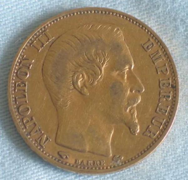 20 Francs "Napoleon III" 1857 "A" Frankreich 900er Gold