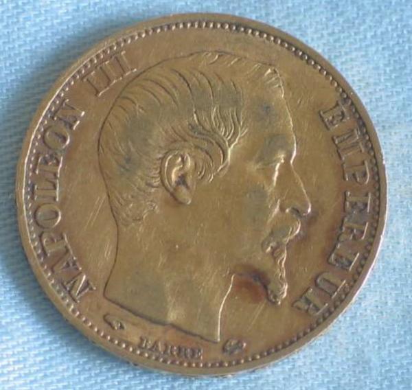 20 Francs "Napoleon III" 1859 "A" Frankreich 900er Gold