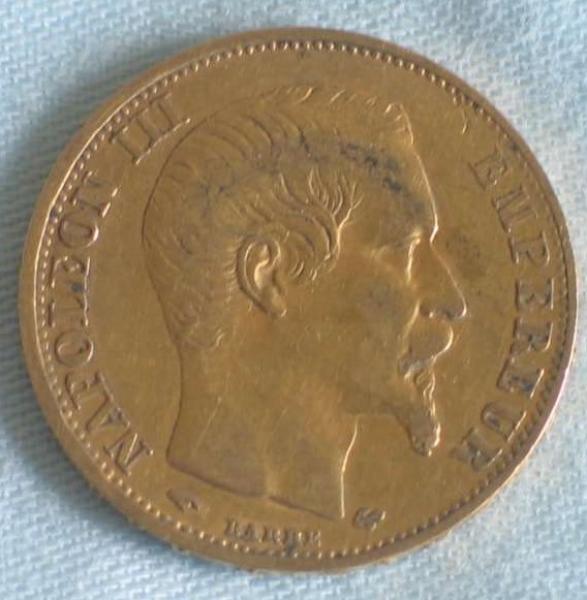 20 Francs "Napoleon III" 1859 "A" Frankreich 900er Gold