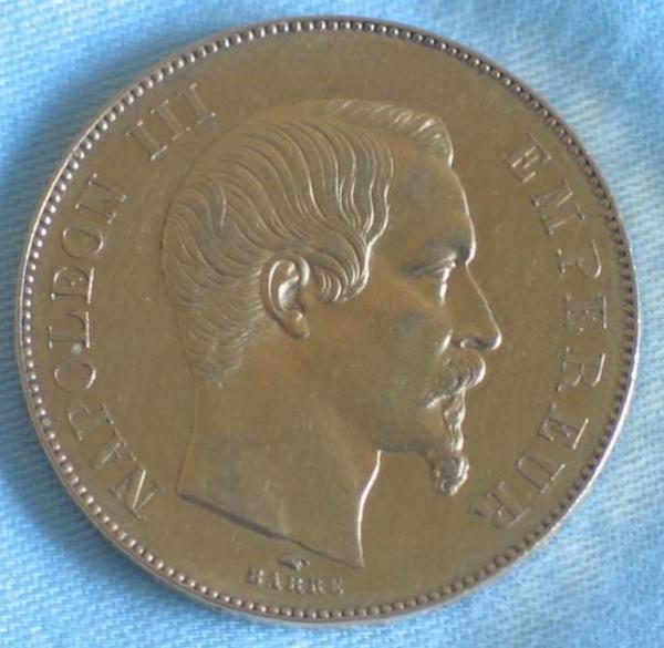 50 Francs "Napoleon III" 1855 "A" Frankreich 900er Gold