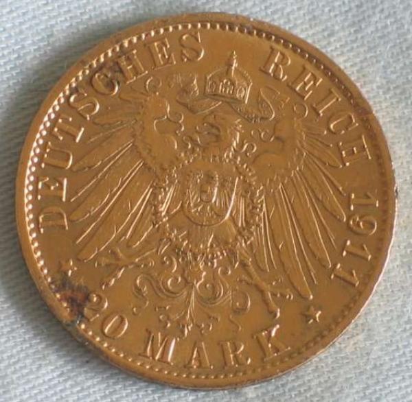 20 Mark "Wilhelm II", Reichsgold, Goldmark 1911, Deutsches Reich, 900er Gold, Berlin
