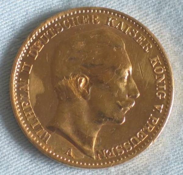 20 Mark "Wilhelm II", Reichsgold, Goldmark 1911, Deutsches Reich, 900er Gold, Berlin