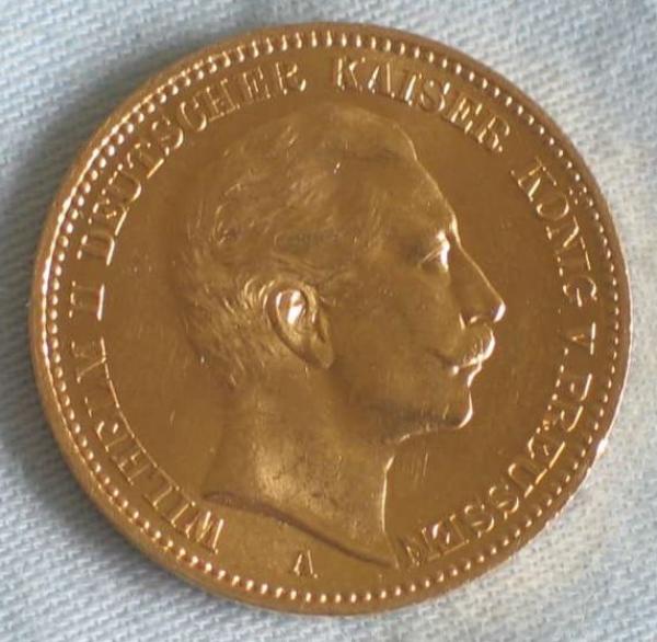 20 Mark "Wilhelm II", Reichsgold, Goldmark 1906, Deutsches Reich, 900er Gold, Berlin