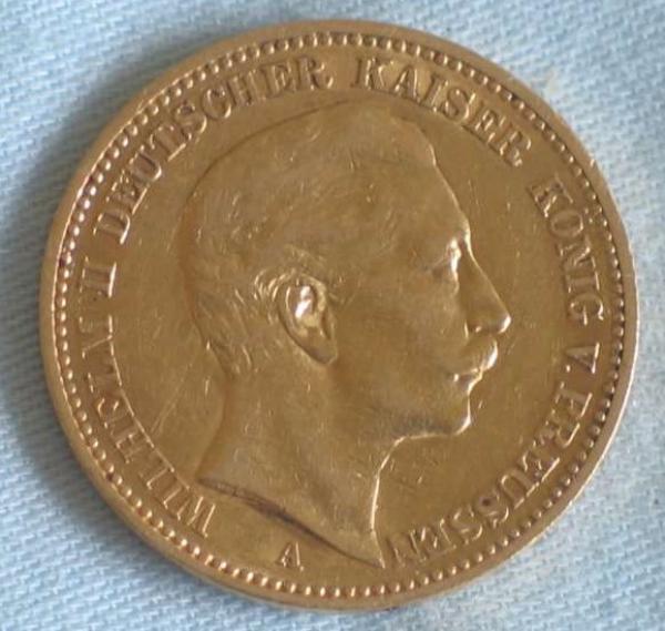 20 Mark "Wilhelm II", Reichsgold, Goldmark 1895, Deutsches Reich, 900er Gold, Berlin