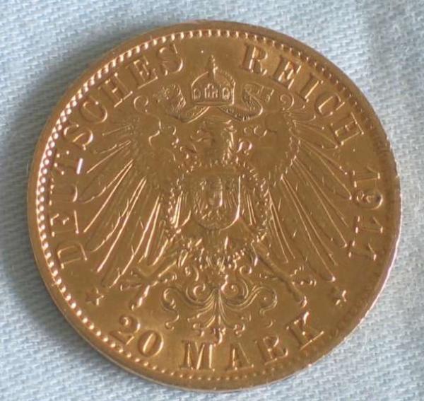 20 Mark "Wilhelm II", Reichsgold, Goldmark 1911, Deutsches Reich, 900er Gold, Berlin