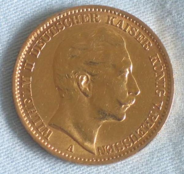 20 Mark "Wilhelm II", Reichsgold, Goldmark 1911, Deutsches Reich, 900er Gold, Berlin