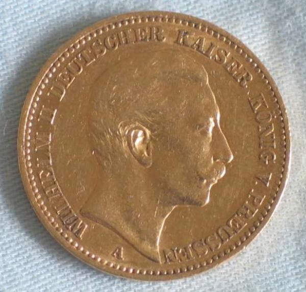 20 Mark "Wilhelm II", Reichsgold, Goldmark 1898, Deutsches Reich, 900er Gold, Berlin
