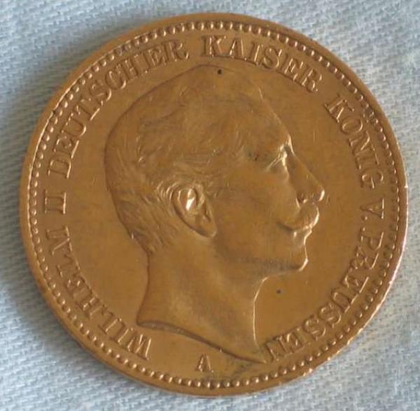 20 Mark "Wilhelm II", Reichsgold, Goldmark 1898, Deutsches Reich, 900er Gold, Berlin