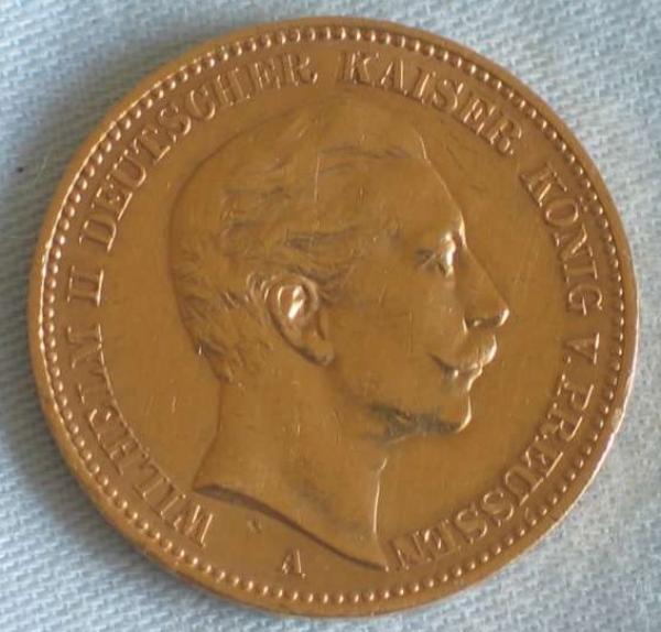 20 Mark "Wilhelm II", Reichsgold, Goldmark 1904, Deutsches Reich, 900er Gold, Berlin