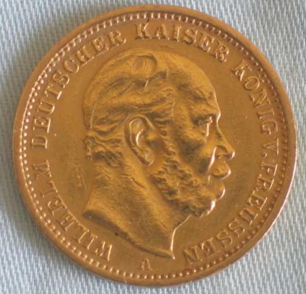 20 Mark "Wilhelm von Preussen", Reichsgold, Goldmark 1875, Deutsches Reich, 900er Gold, Berlin