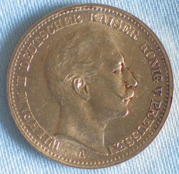 20 Mark "Wilhelm II", Reichsgold, Goldmark 1913, Deutsches Reich, 900er Gold, Berlin