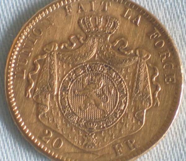 20 Francs "Leopold II" 1876 Belgien