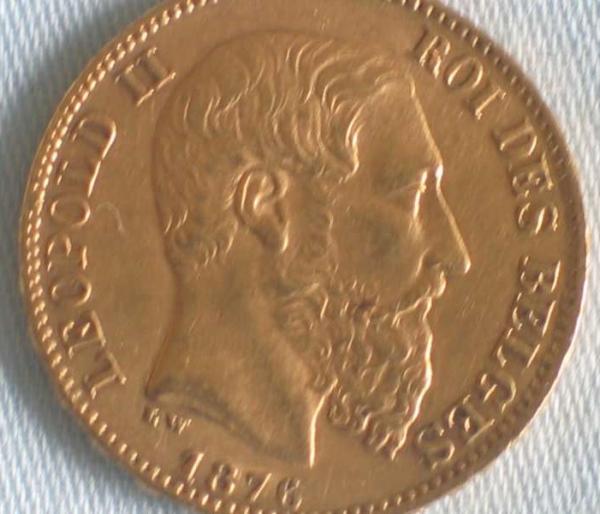 20 Francs "Leopold II" 1876 Belgien