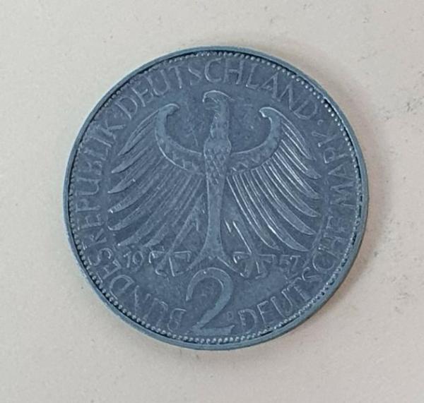 2 DM 1957 D  -Max Planck- Bundesrepublik Deutschland