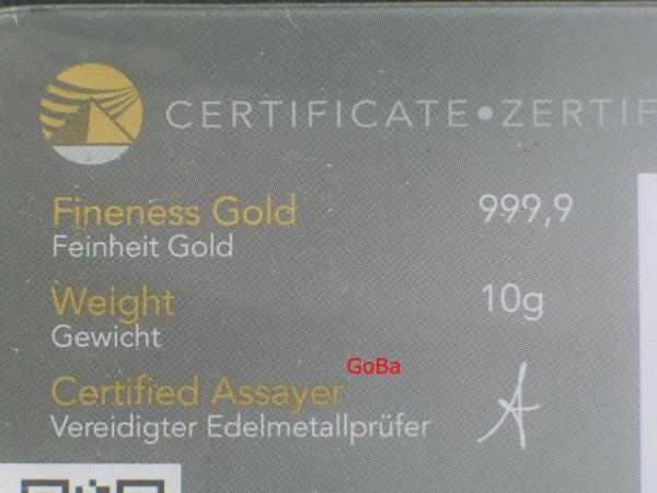 10 Gramm Goldbarren "LBMA" 999,9 Feingold im Blister