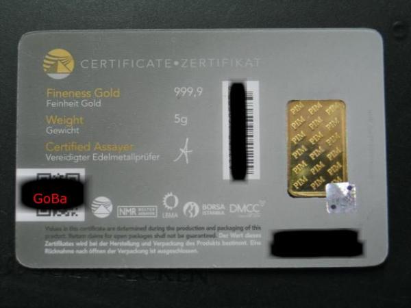 5 Gramm Goldbarren "PIM" 999,9 Feingold im Blister