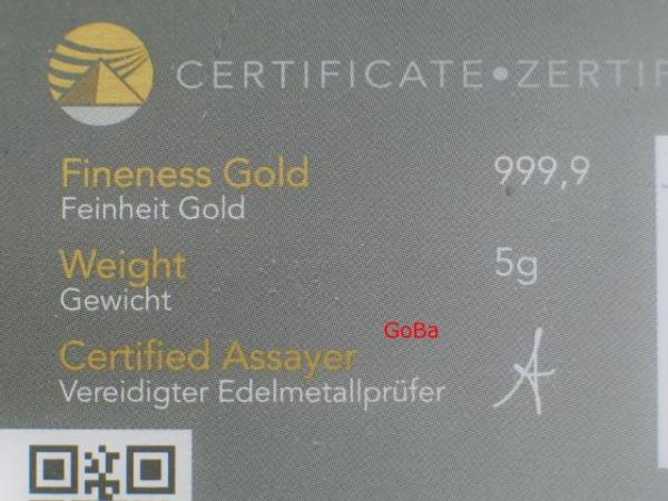 5 Gramm Goldbarren "PIM" 999,9 Feingold im Blister