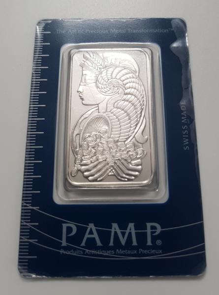 50 Gramm Platinbarren "PAMP Suisse Fortuna" 999,5, Prägebarren in OVP